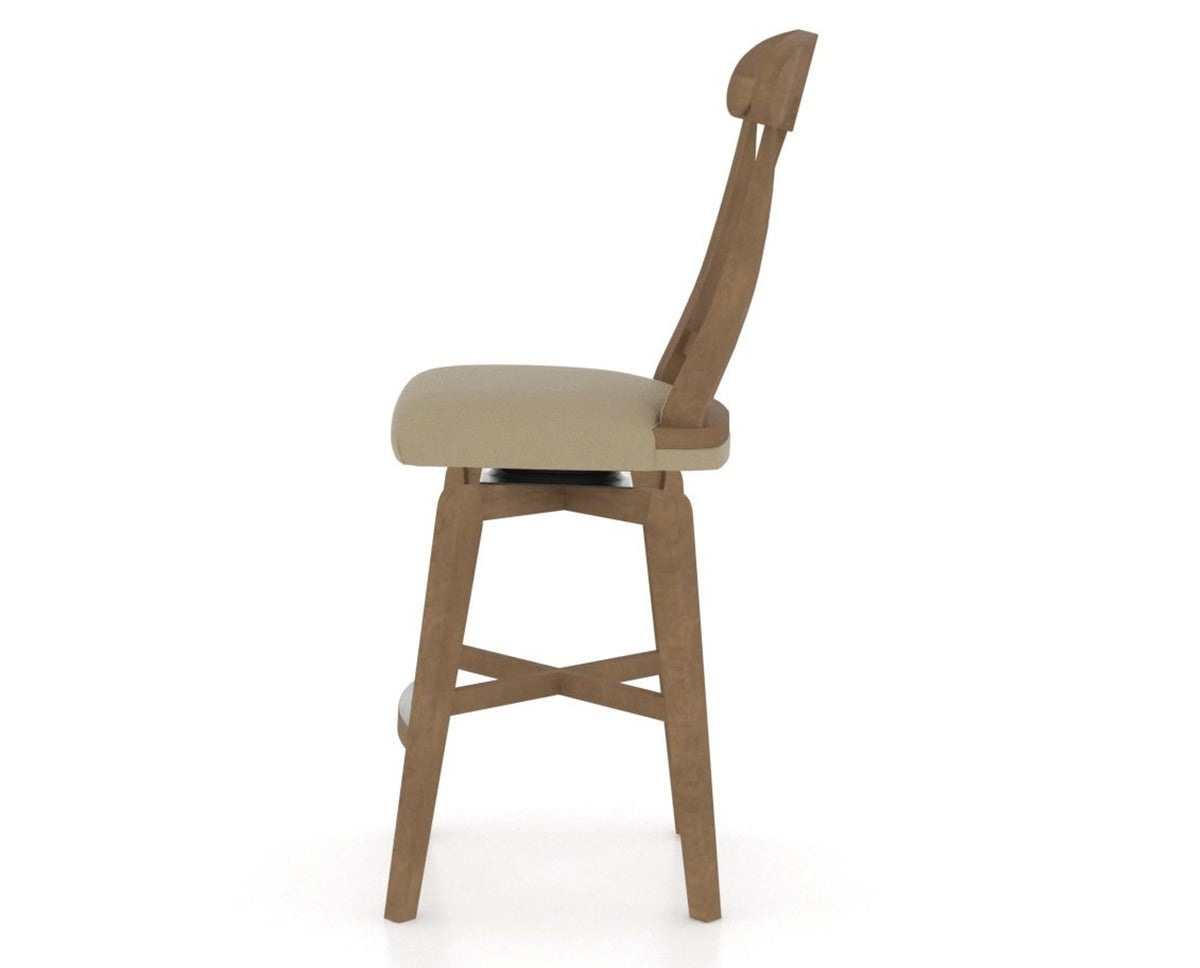 Canadel Swivel Counter Stool 7600 in XY Faux Leather and 25 Pecan Washed, side view