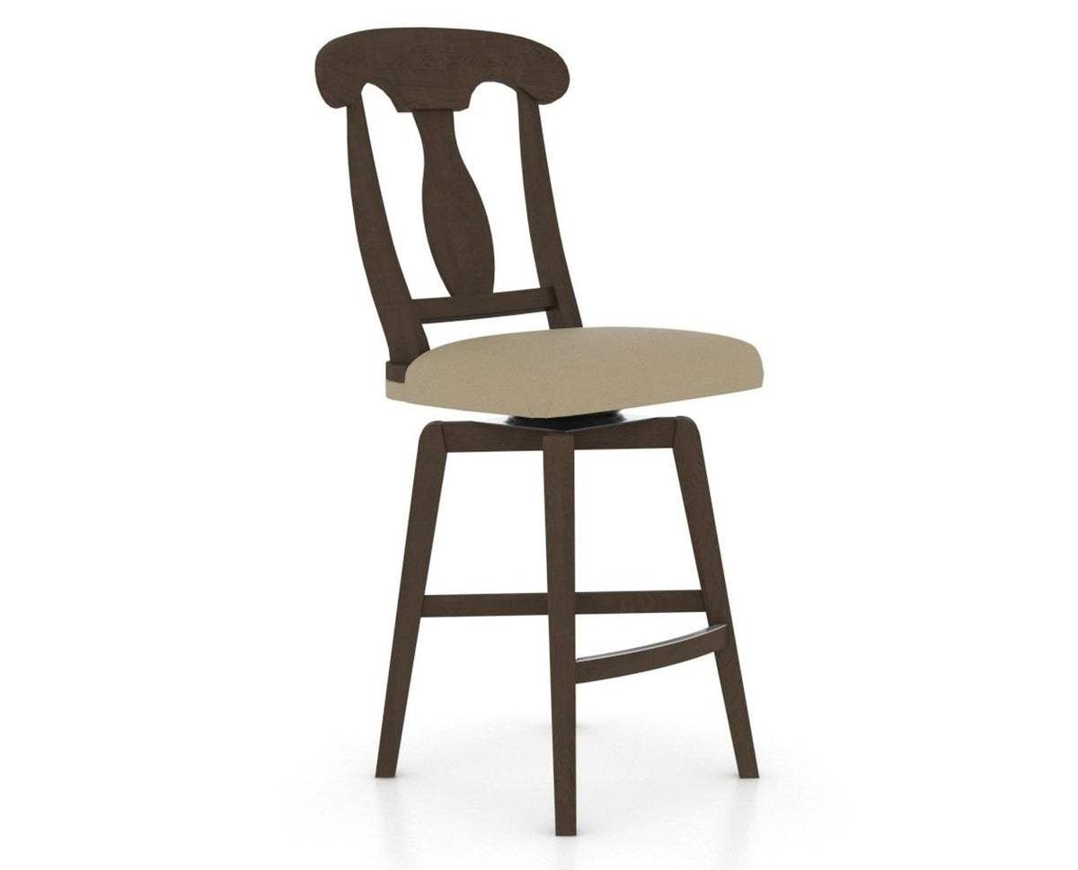 Canadel Swivel Counter Stool 7600 in XY Faux Leather and 29 Hazelnut Washed, three-quarter view