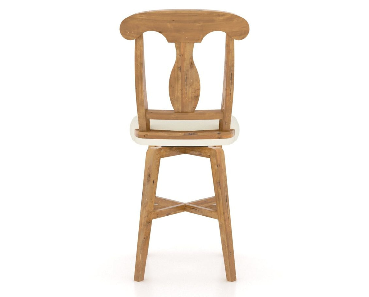 Canadel Champlain Swivel Counter Stool 7600 in YJ Faux Leather and 01 Honey Washed, back view
