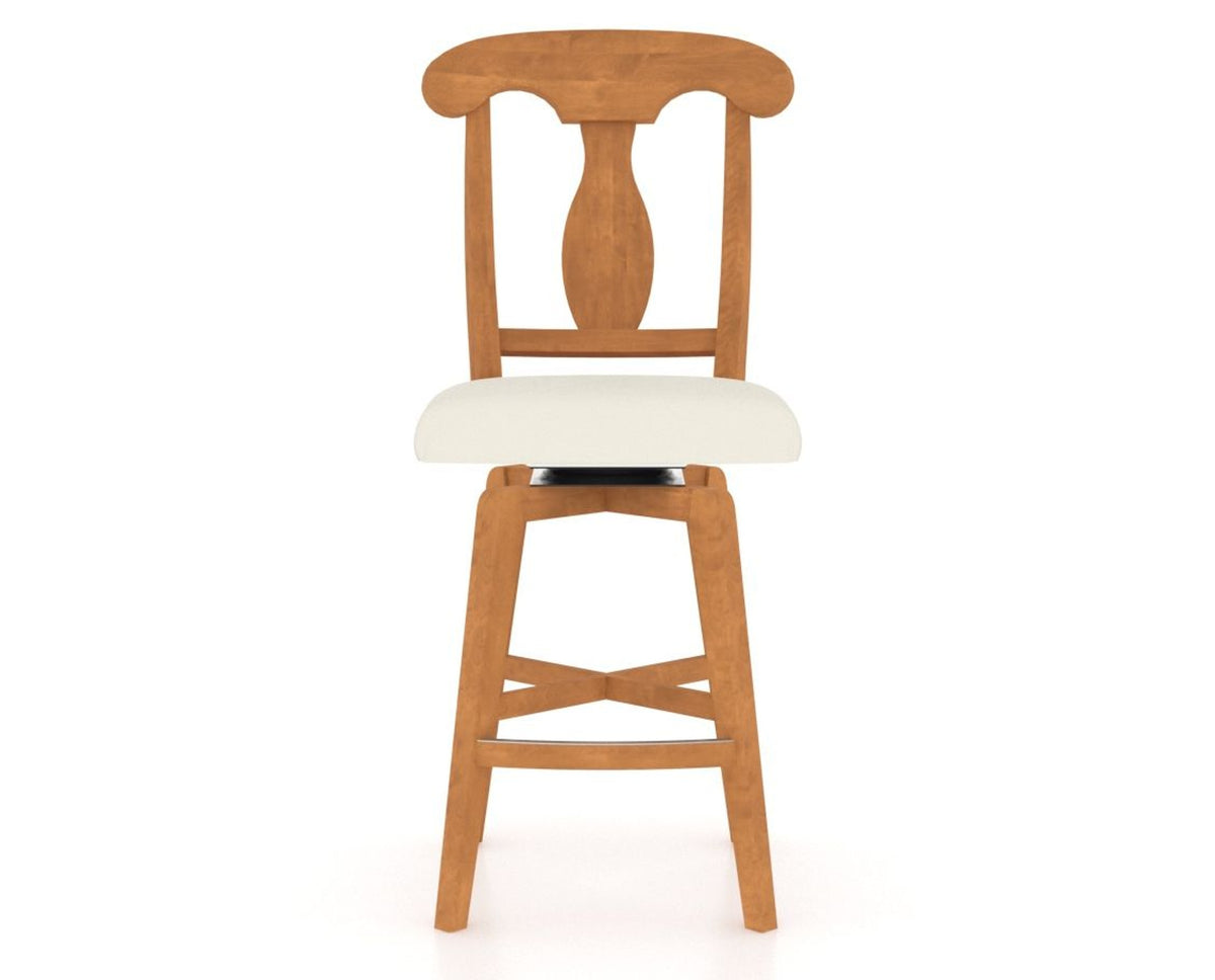 Canadel Swivel Counter Stool 7600 in YJ Faux Leather and 01 Honey Washed, front view
