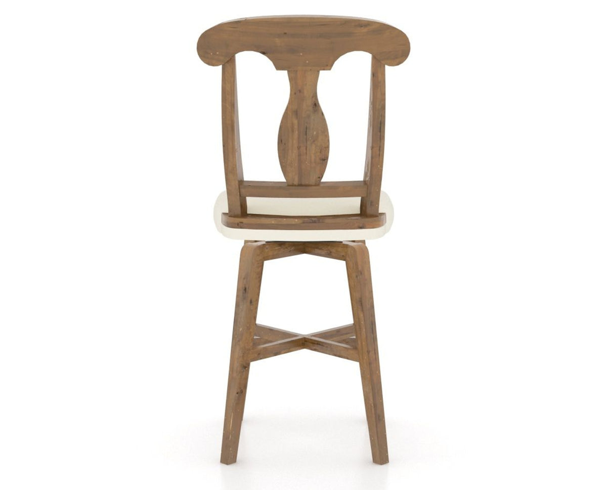 Canadel Champlain Swivel Counter Stool 7600 in YJ Faux Leather and 03 Oak Washed, back view