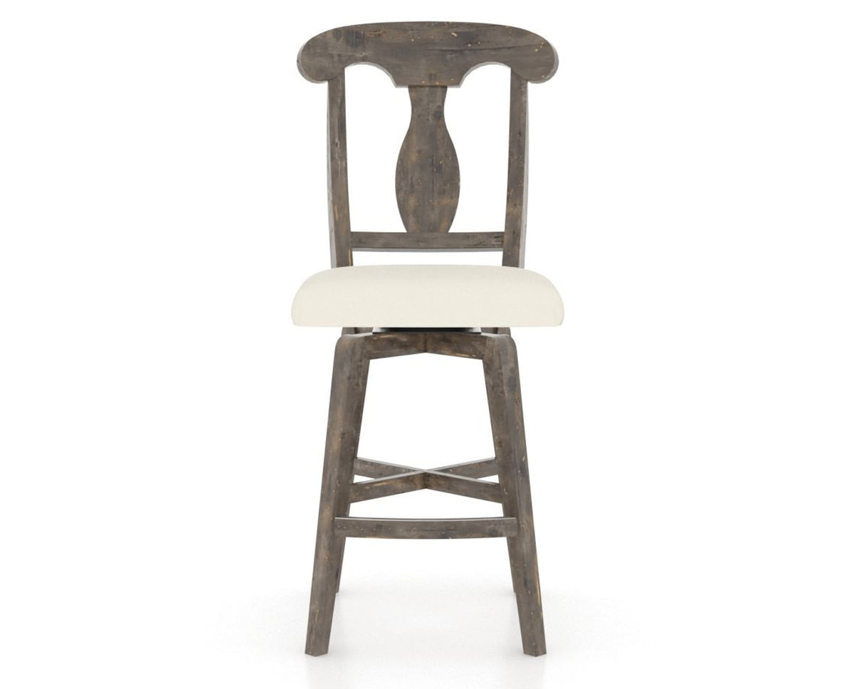 Canadel Champlain Swivel Counter Stool 7600 in YJ Faux Leather and 08 Shadow, front view