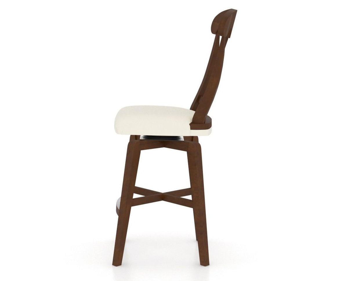 Canadel Swivel Counter Stool 7600 in YJ Faux Leather and 19 Cognac Washed, side view