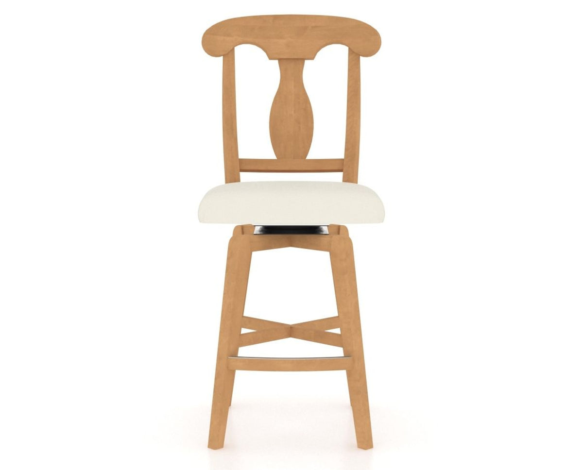 Canadel Swivel Counter Stool 7600 in YJ Faux Leather and 20 Caramel Washed, front view