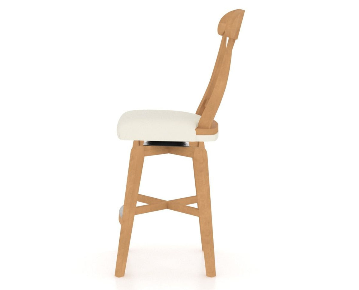Canadel Swivel Counter Stool 7600 in YJ Faux Leather and 20 Caramel Washed, side view