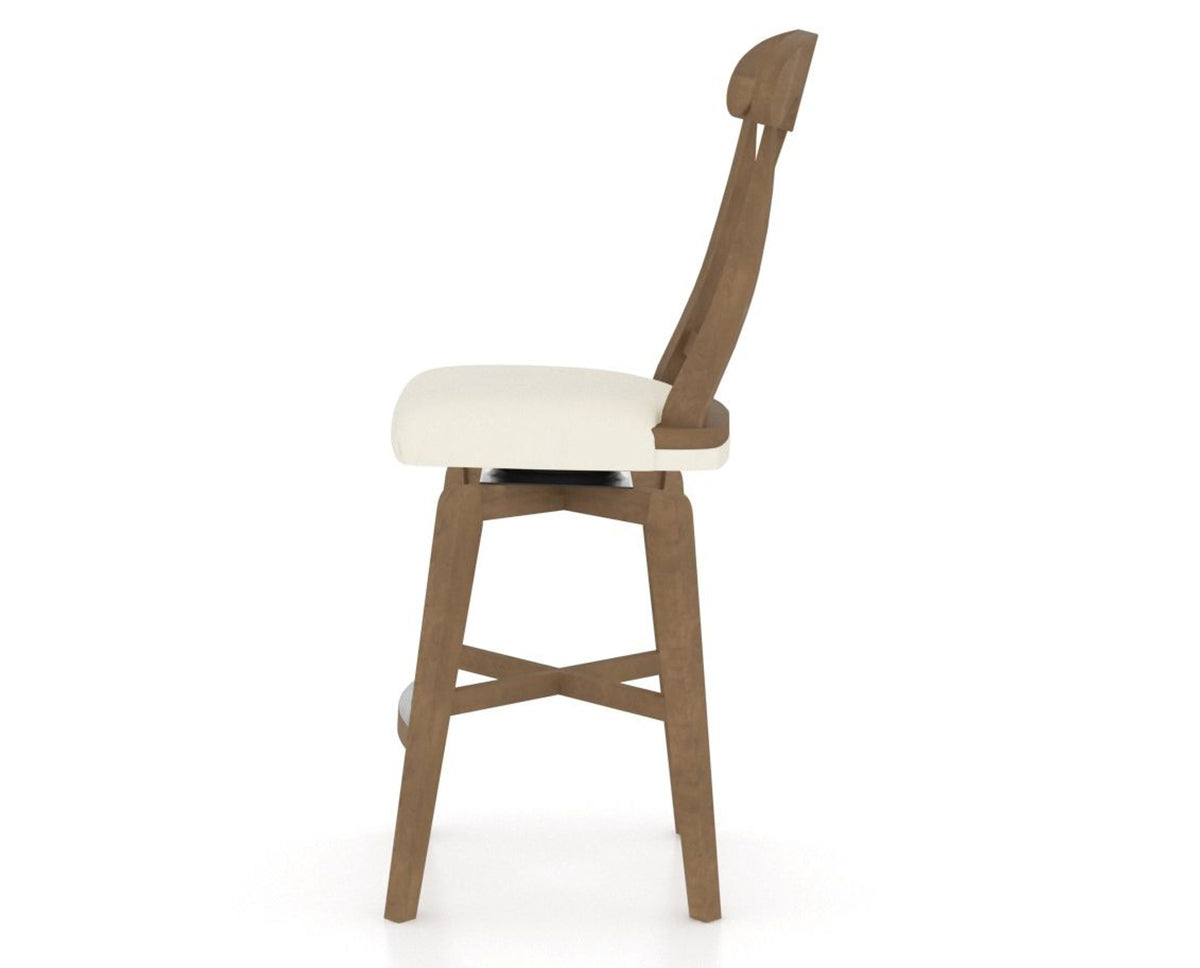 Canadel Swivel Counter Stool 7600 in YJ Faux Leather and 25 Pecan Washed, side view