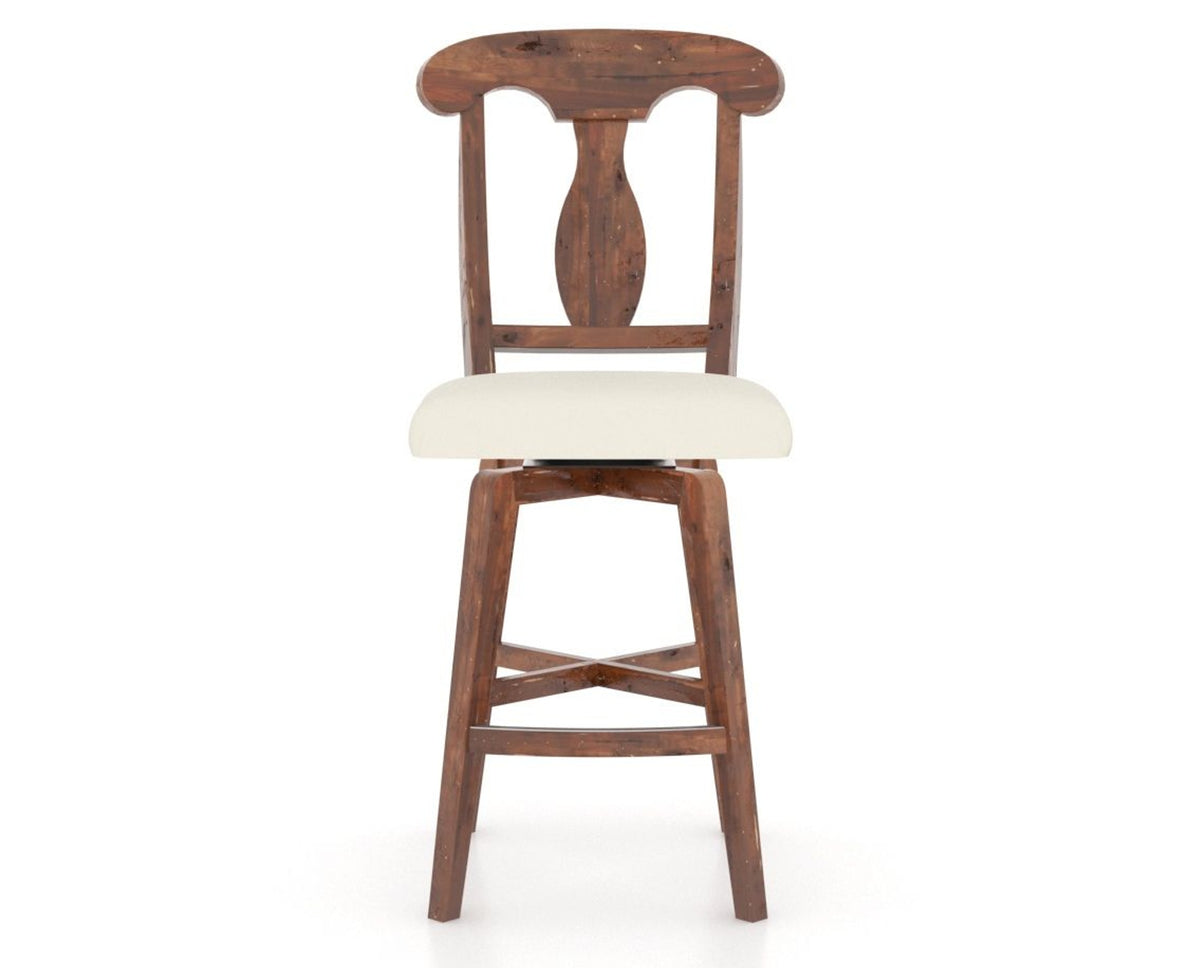 Canadel Champlain Swivel Counter Stool 7600 in YJ Faux Leather and 33 Spice Washed, front view