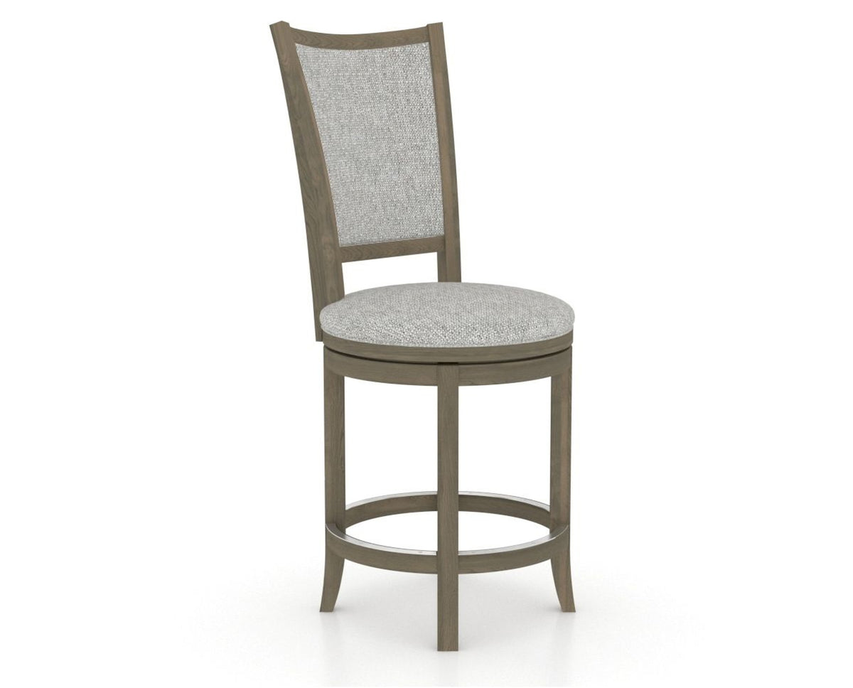 Canadel Upholstered Counter Stool 8003 in 7C Fabric and 08 Shadow and Swivel Base, three-quarter view