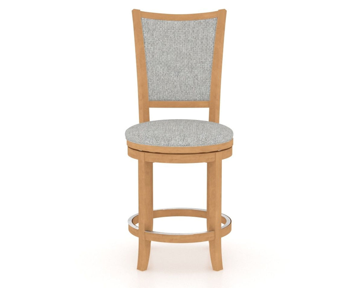 Canadel Upholstered Counter Stool 8003 in 7C Fabric and 20 Caramel Washed and Swivel Base, front view