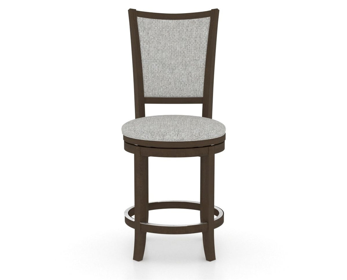 Canadel Upholstered Counter Stool 8003 in 7C Fabric and 29 Hazelnut Washed and Swivel Base, front view