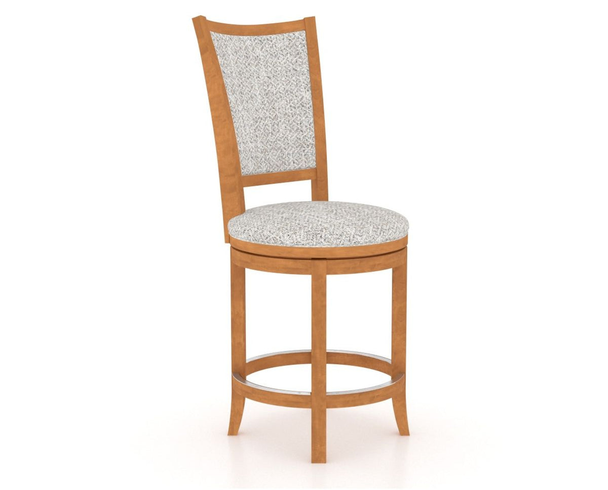 Canadel Upholstered Counter Stool 8003 in FP Crypton® and 01 Honey Washed and Swivel Base, three-quarter view