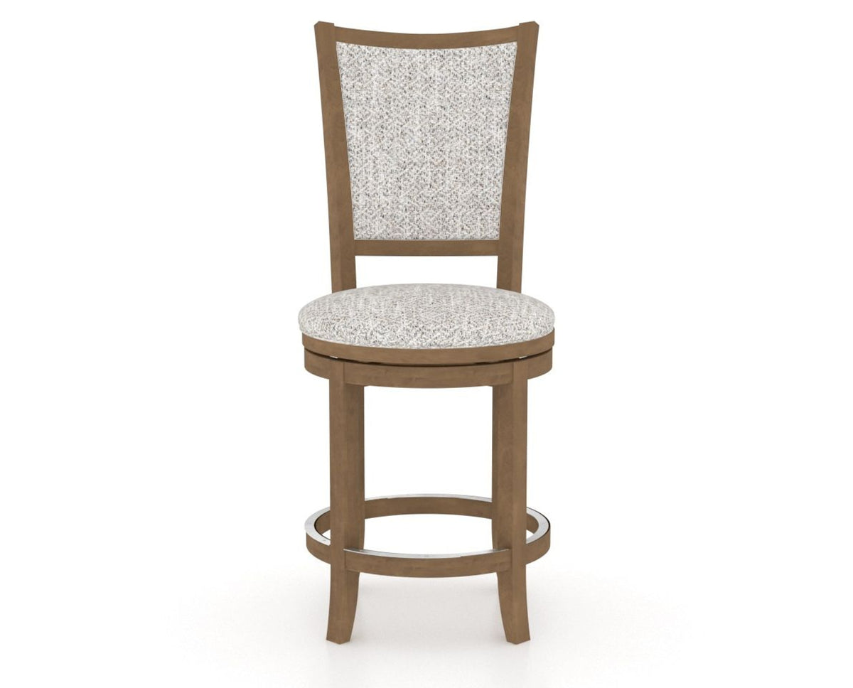 Canadel Upholstered Counter Stool 8003 in FP Crypton® and 25 Pecan Washed and Swivel Base, front view