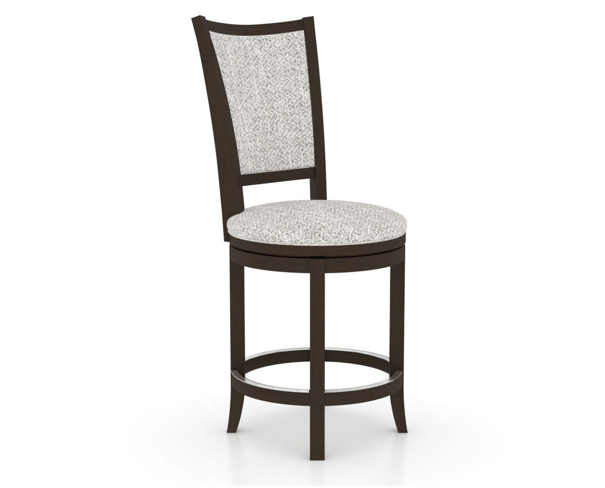 Canadel Upholstered Counter Stool 8003 in FP Crypton® and 59 Davy's Grey and Swivel Base, three-quarter view