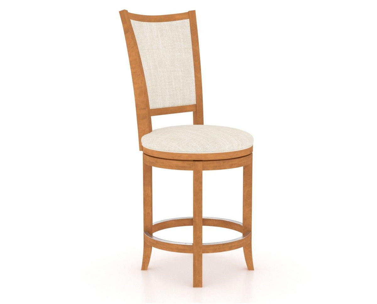 Canadel Upholstered Counter Stool 8003 in FT InsideOut® and 01 Honey Washed and Swivel Base, three-quarter view