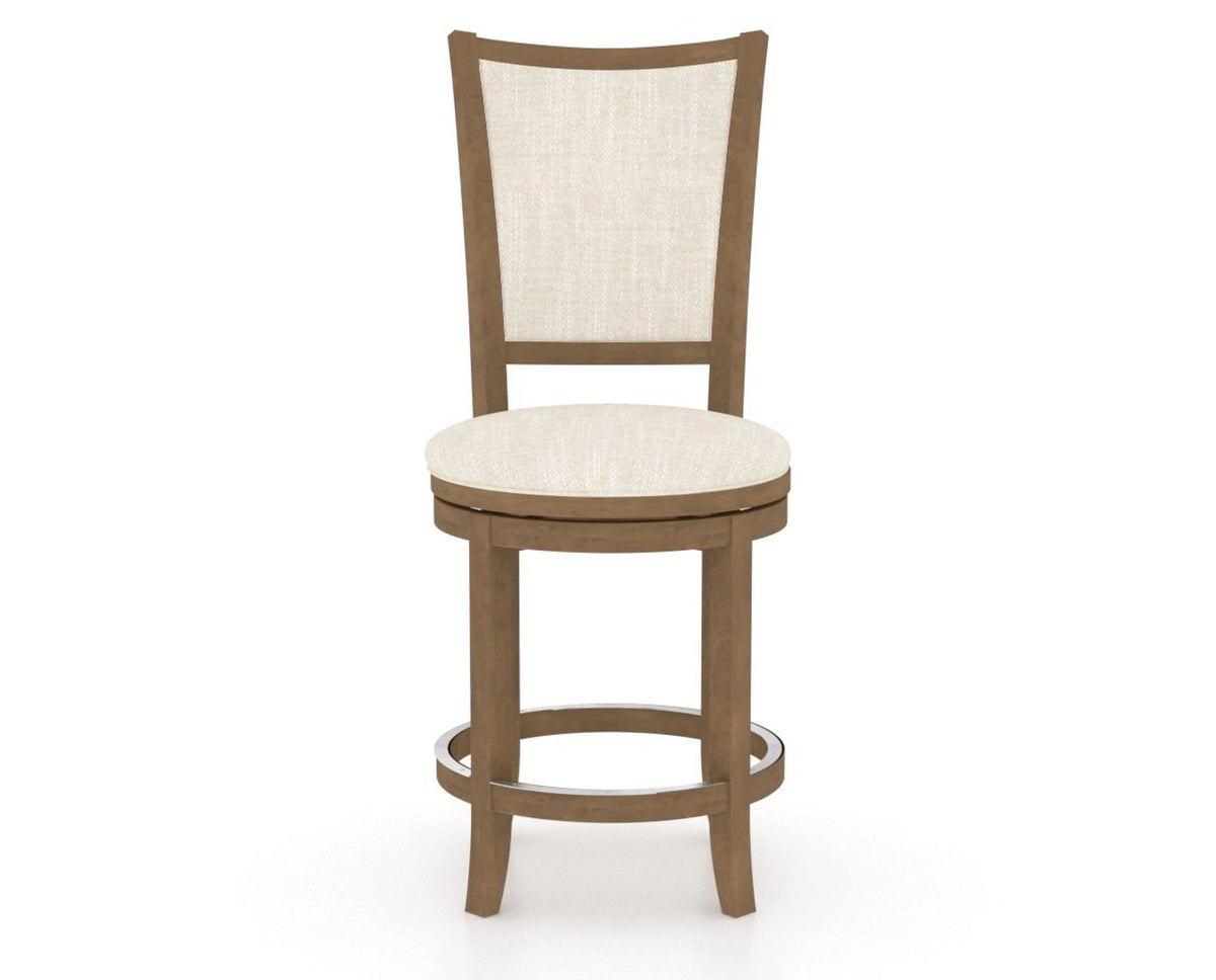 Canadel Upholstered Counter Stool 8003 in FT InsideOut® and 25 Pecan Washed and Swivel Base, front view
