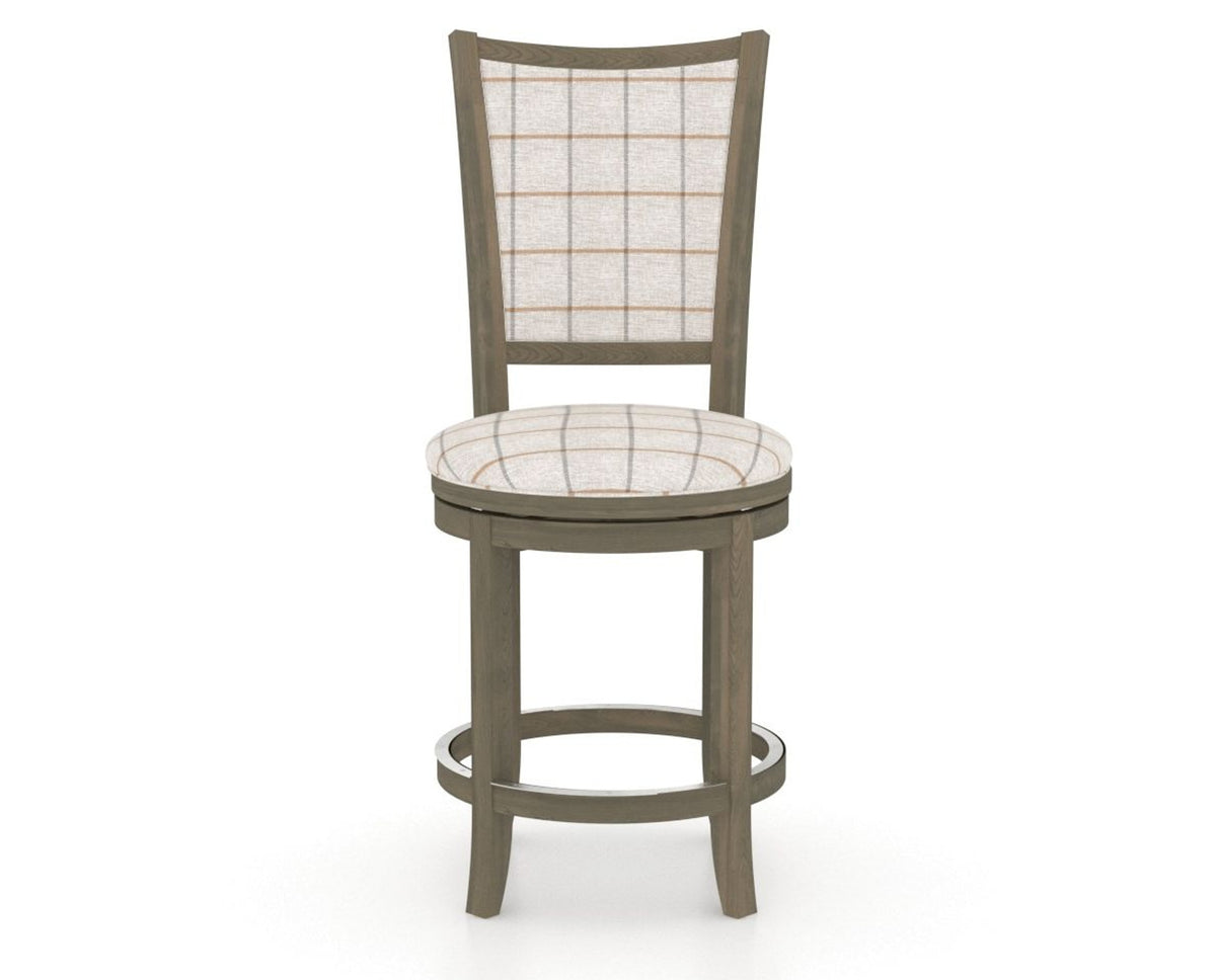 Canadel Upholstered Counter Stool 8003 in OZ Fabric and 08 Shadow and Swivel Base, front view