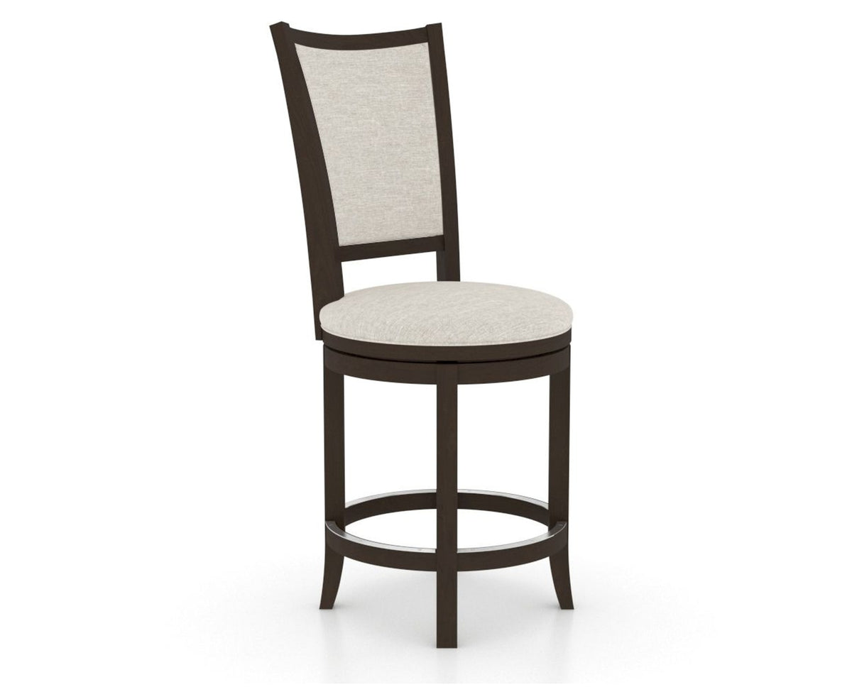 Canadel Upholstered Counter Stool 8003 in TB Fabric and 59 Davy's Grey and Swivel Base, three-quarter view