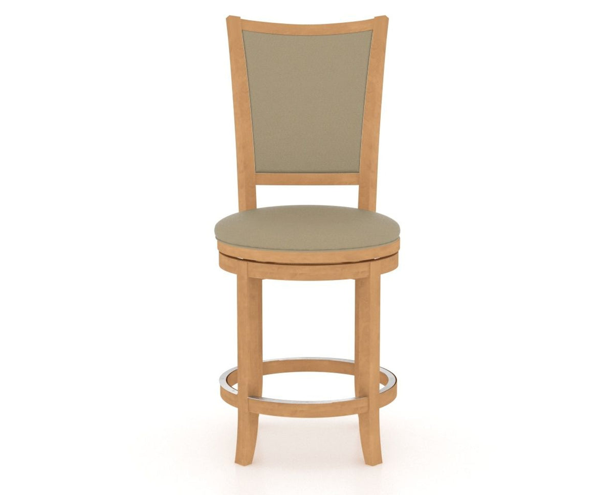 Canadel Upholstered Counter Stool 8003 in XY Faux Leather and 20 Caramel Washed and Swivel Base, front view
