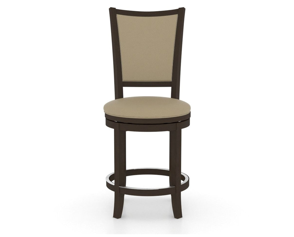 Canadel Upholstered Counter Stool 8003 in XY Faux Leather and 59 Davy's Grey and Swivel Base, front view
