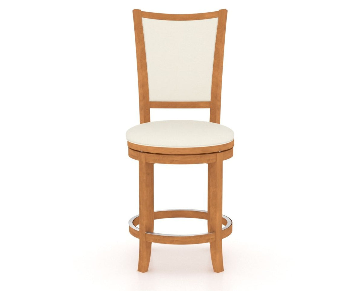 Canadel Upholstered Counter Stool 8003 in YJ Faux Leather and 01 Honey Washed and Swivel Base, front view