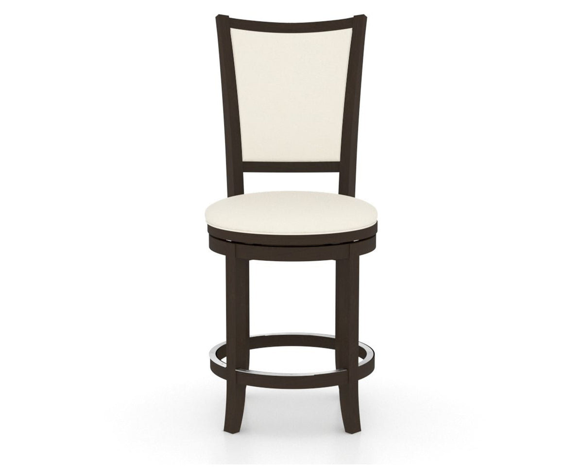Canadel Upholstered Counter Stool 8003 in YJ Faux Leather and 59 Davy's Grey and Swivel Base, front view