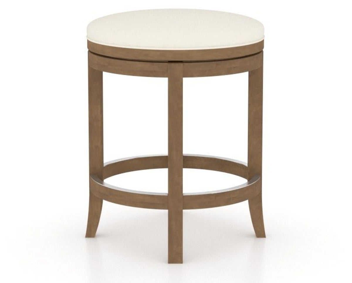 Canadel Stump Too Counter Stool in Pecan Washed, YJ Faux Leather, three-quarter view