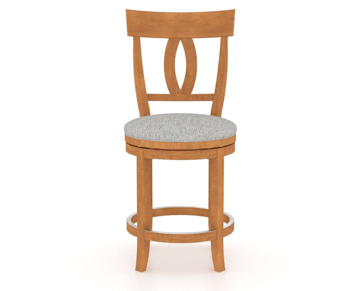 Canadel Upholstered Counter Stool 8100 in 7C Fabric and 01 Honey Washed and Swivel Base, front view