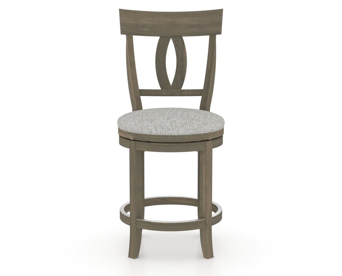 Canadel Upholstered Counter Stool 8100 in 7C Fabric and 08 Shadow and Swivel Base, front view