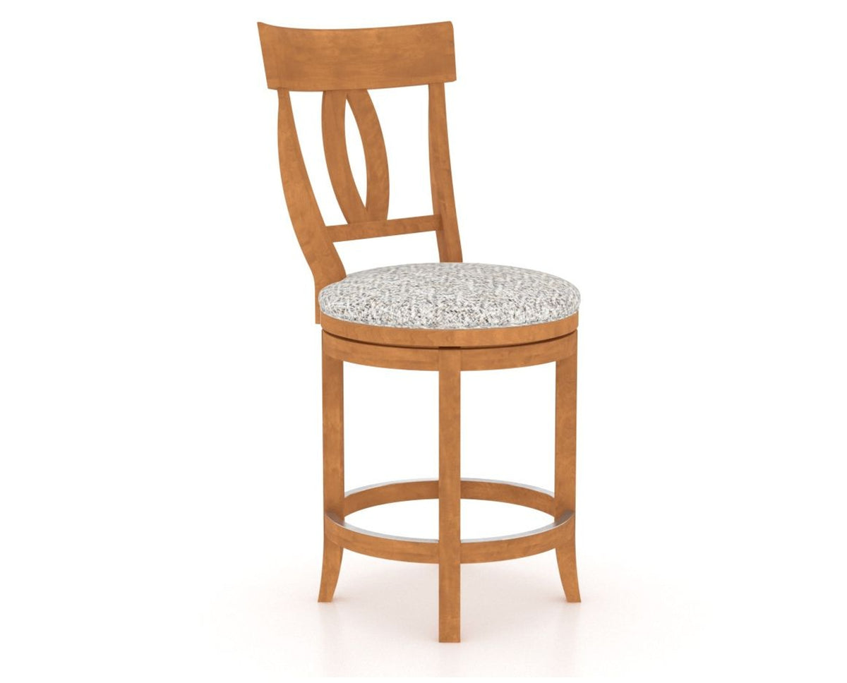 Canadel Upholstered Counter Stool 8100 in FP Crypton® and 01 Honey Washed and Swivel Base, three-quarter view
