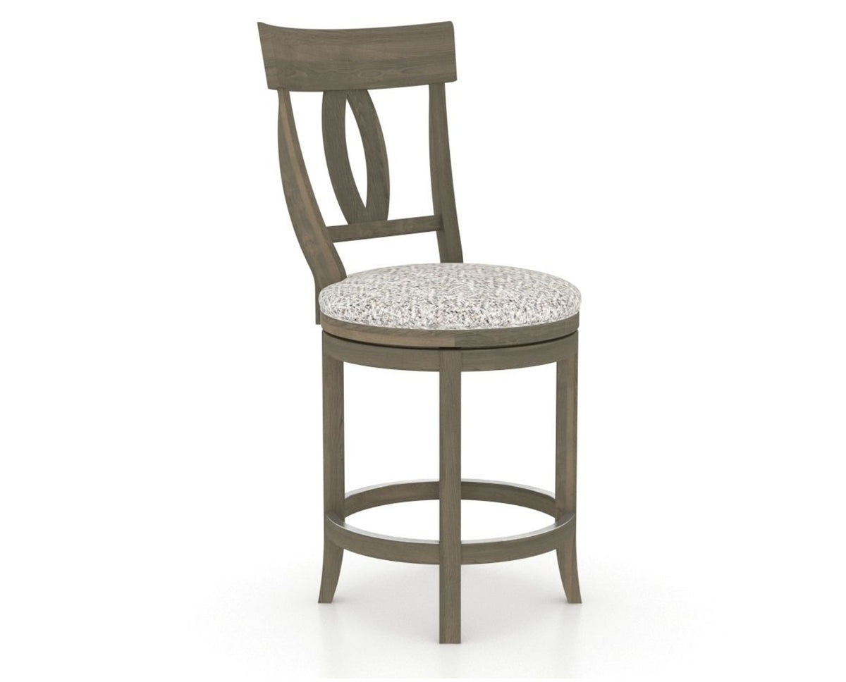Canadel Upholstered Counter Stool 8100 in FP Crypton® and 08 Shadow and Swivel Base, three-quarter view