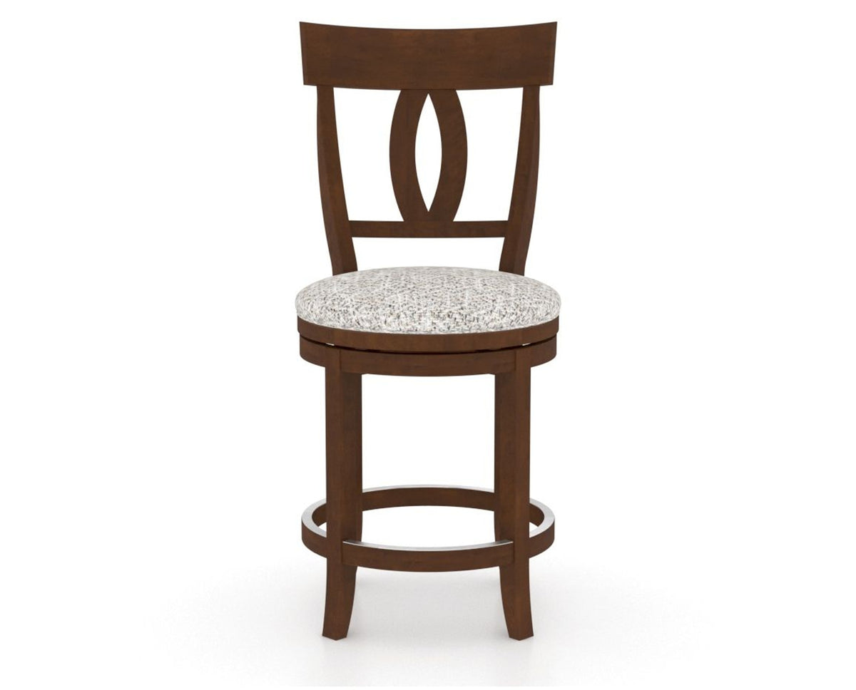 Canadel Upholstered Counter Stool 8100 in FP Crypton® and 19 Cognac Washed and Swivel Base, front view