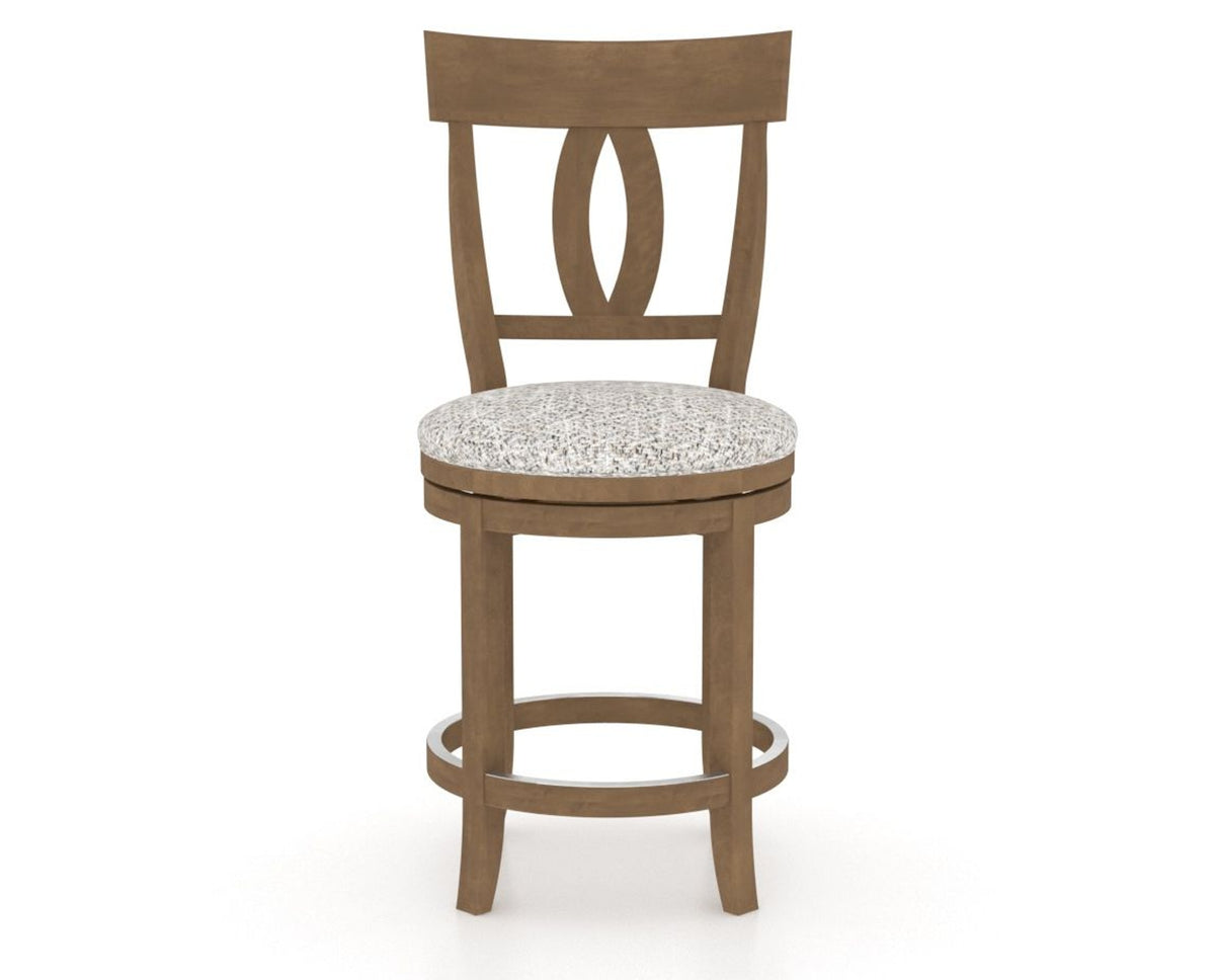 Canadel Upholstered Counter Stool 8100 in FP Crypton® and 25 Pecan Washed and Swivel Base, front view