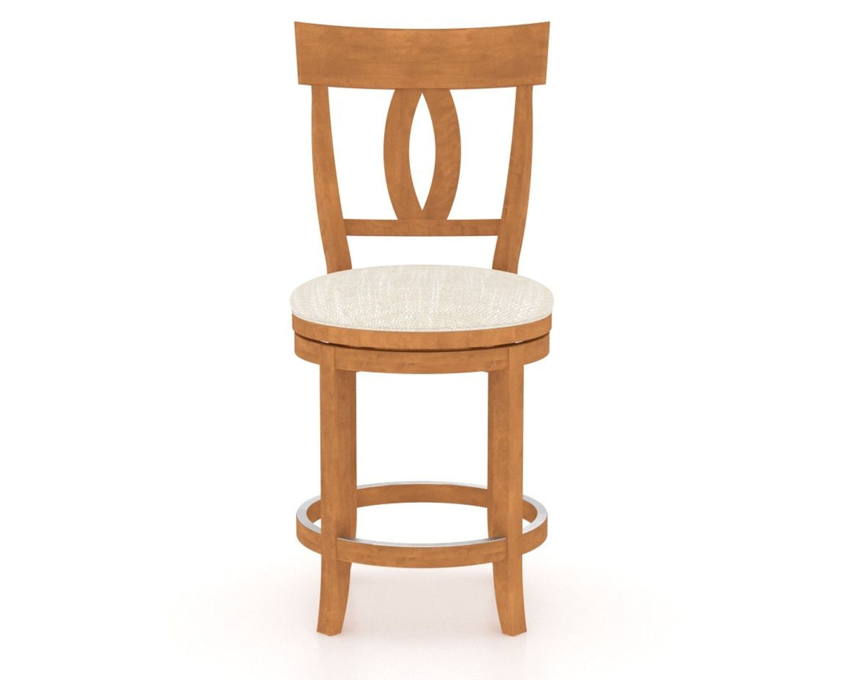 Canadel Upholstered Counter Stool 8100 in FT InsideOut® and 01 Honey Washed and Swivel Base, front view