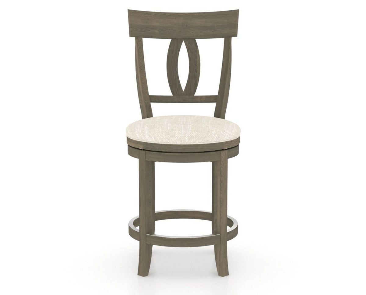Canadel Upholstered Counter Stool 8100 in FT InsideOut® and 08 Shadow and Swivel Base, front view