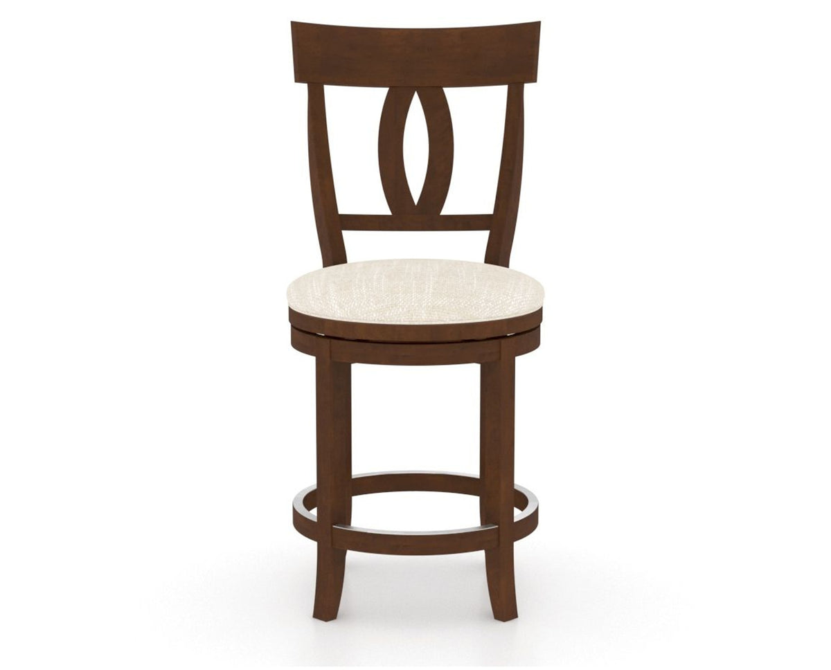 Canadel Upholstered Counter Stool 8100 in FT InsideOut® and 19 Cognac Washed and Swivel Base, front view