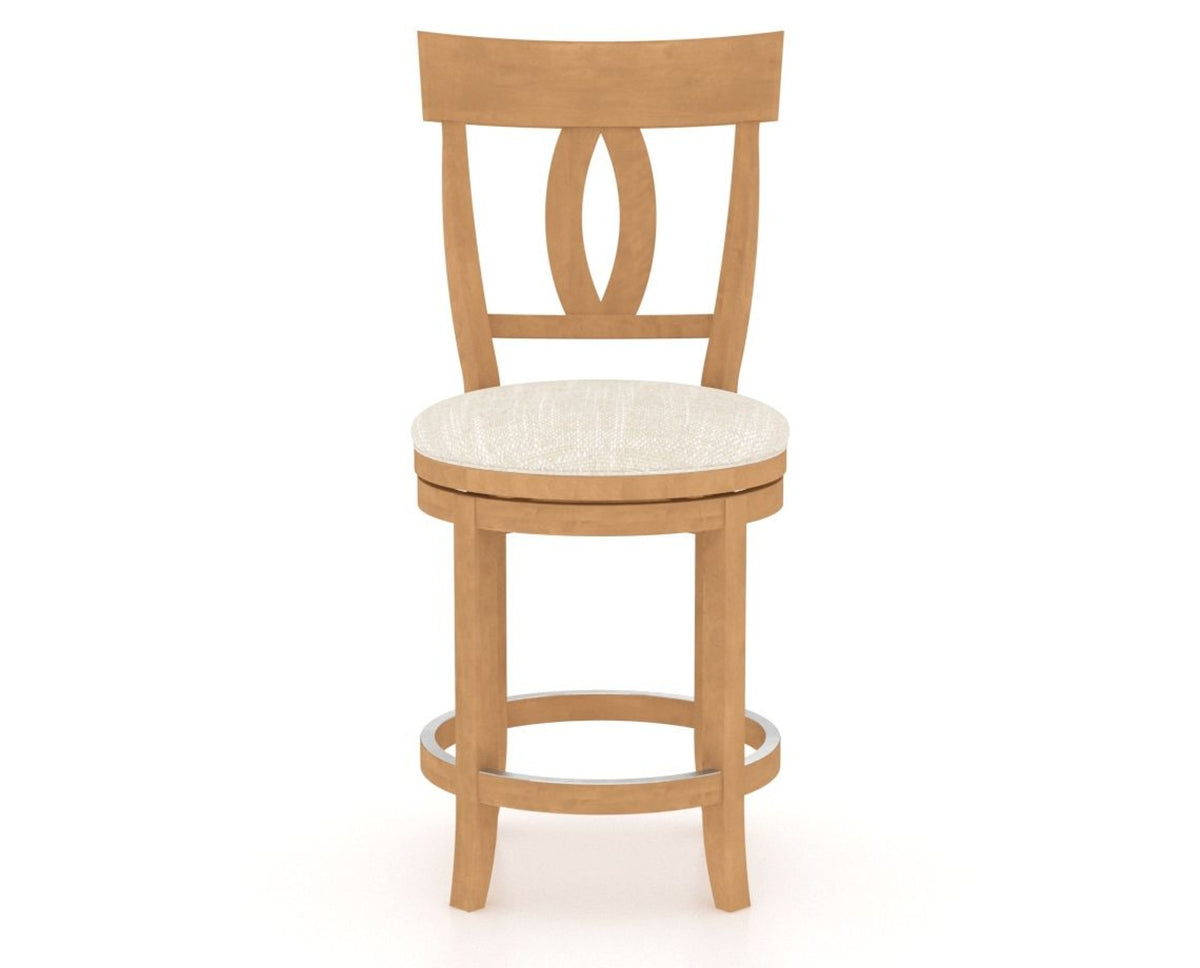 Canadel Upholstered Counter Stool 8100 in FT InsideOut® and 20 Caramel Washed and Swivel Base, front view