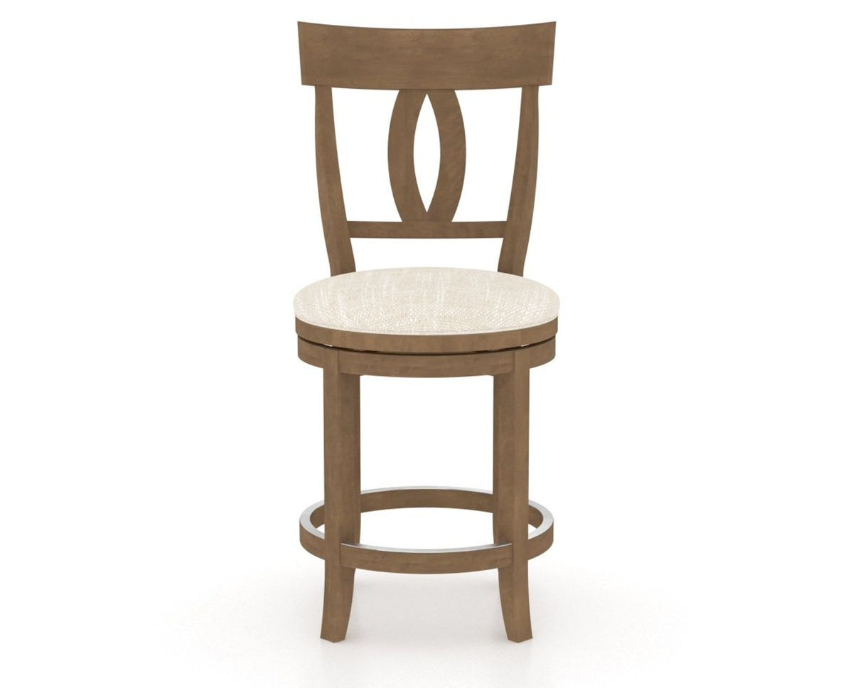 Canadel Upholstered Counter Stool 8100 in FT InsideOut® and 25 Pecan Washed and Swivel Base, front view