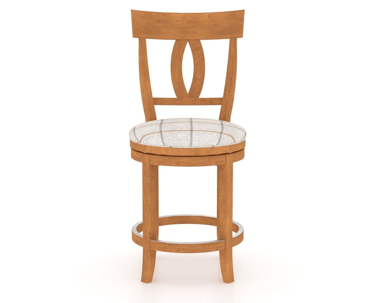Canadel Upholstered Counter Stool 8100 in OZ Fabric and 01 Honey Washed and Swivel Base, front view
