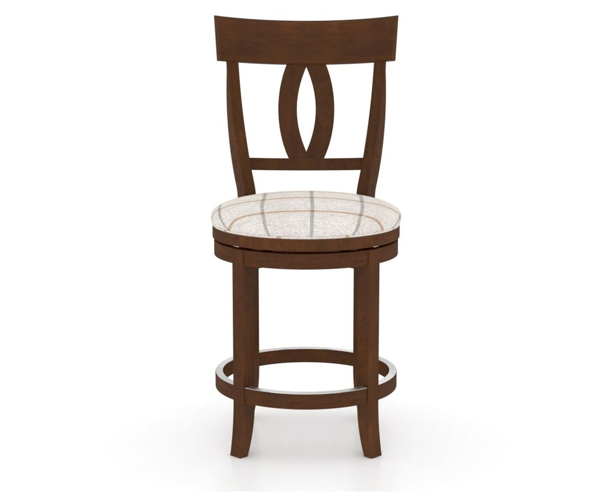 Canadel Upholstered Counter Stool 8100 in OZ Fabric and 19 Cognac Washed and Swivel Base, front view