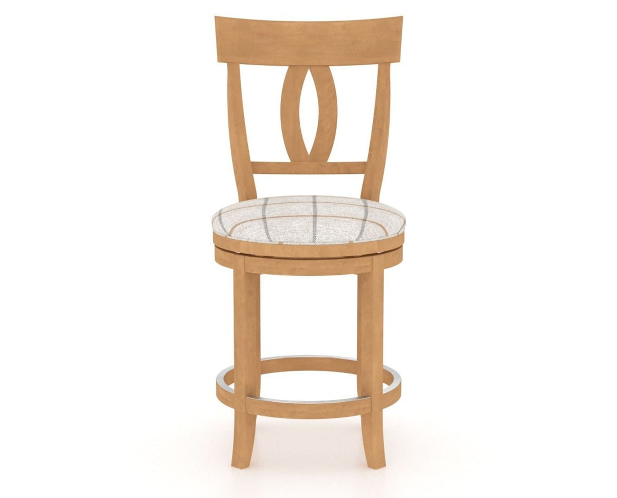 Canadel Upholstered Counter Stool 8100 in OZ Fabric and 20 Caramel Washed and Swivel Base, front view