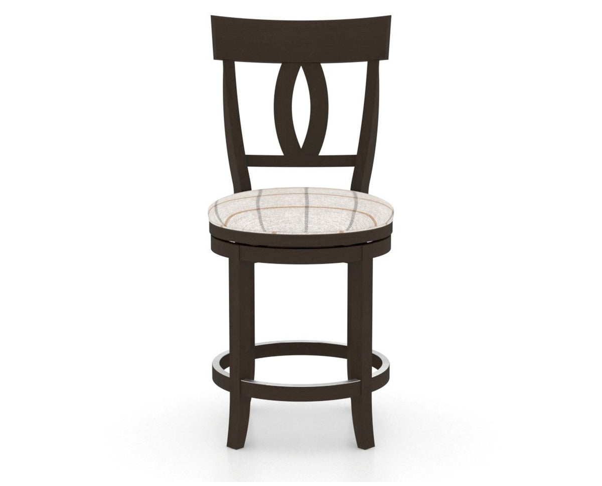 Canadel Upholstered Counter Stool 8100 in OZ Fabric and 59 Davy's Grey and Swivel Base, front view