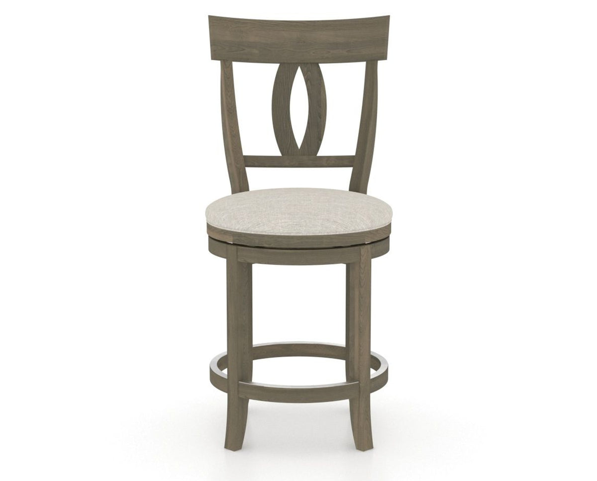 Canadel Upholstered Counter Stool 8100 in TB Fabric and 08 Shadow and Swivel Base, front view