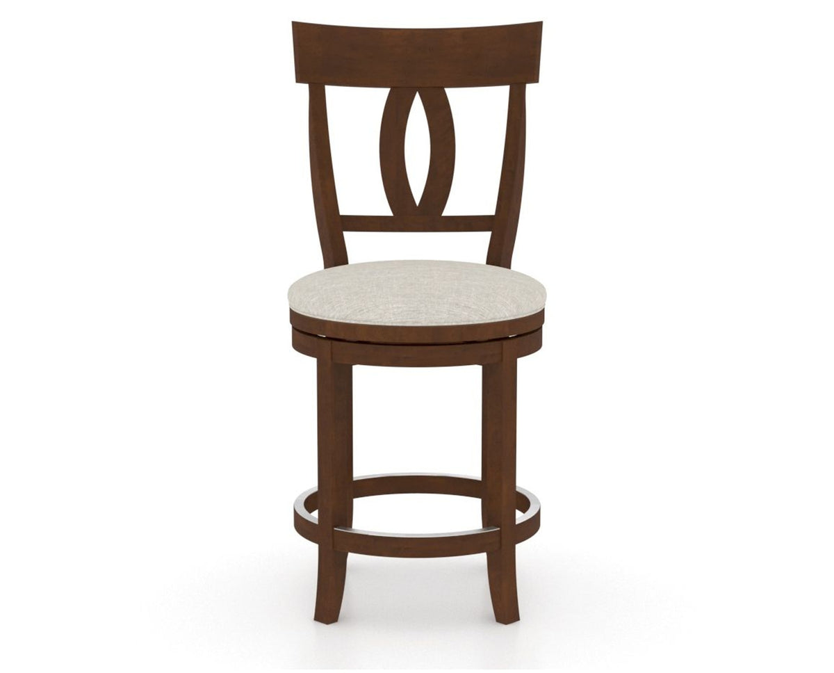 Canadel Upholstered Counter Stool 8100 in TB Fabric and 19 Cognac Washed and Swivel Base, front view