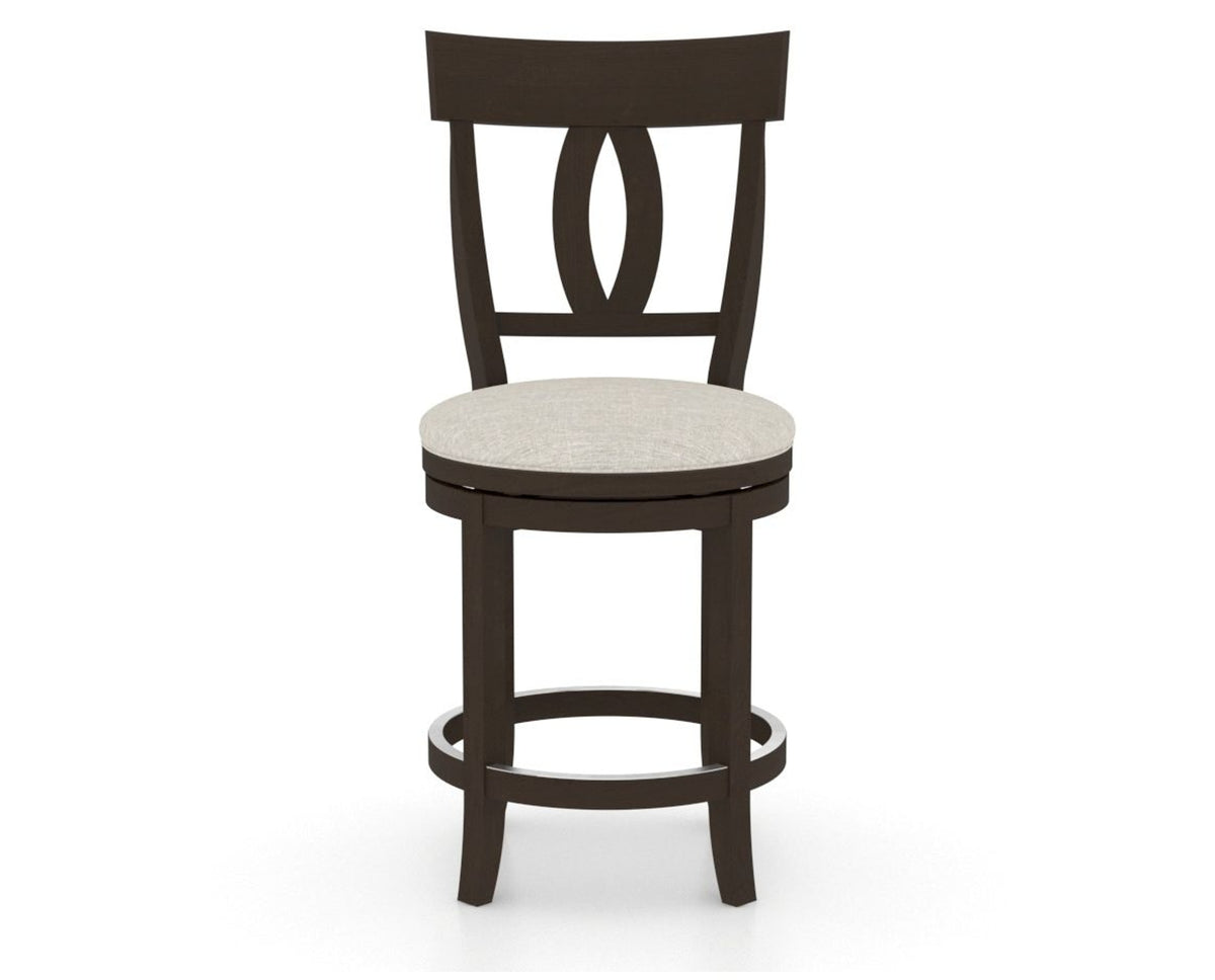 Canadel Upholstered Counter Stool 8100 in TB Fabric and 59 Davy's Grey and Swivel Base, front view