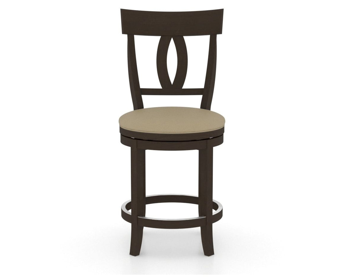 Canadel Upholstered Counter Stool 8100 in XY Faux Leather and 59 Davy's Grey and Swivel Base, front view