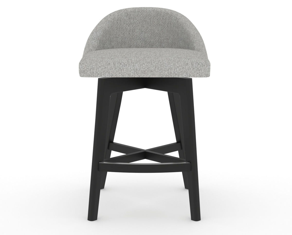 Canadel Downtown Swivel Counter or Bar Stool 8138 in 7C Fabric and 05 Peppercorn Washed, front view