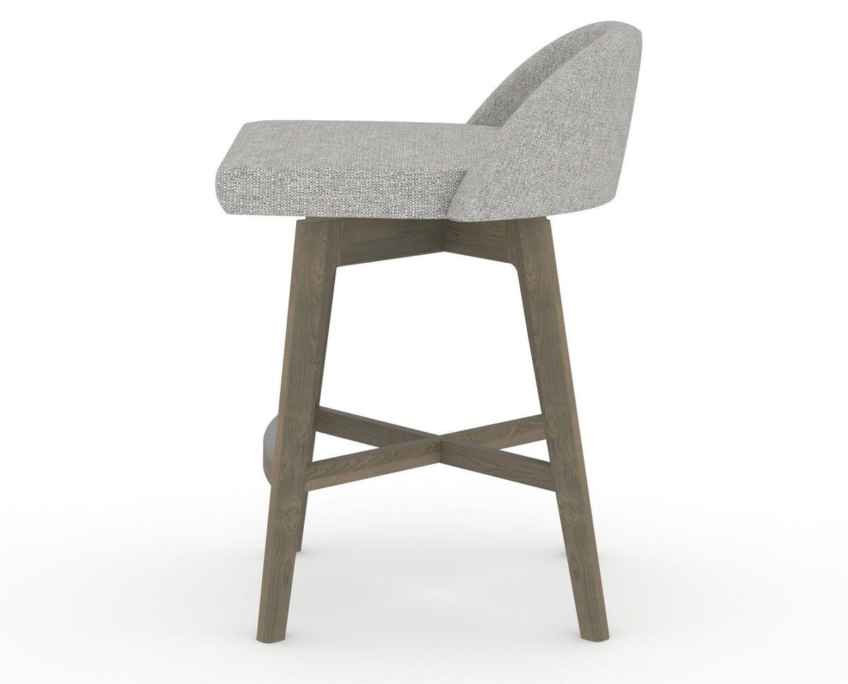 Canadel Downtown Swivel Counter or Bar Stool 8138 in 7C Fabric and 08 Shadow, side view