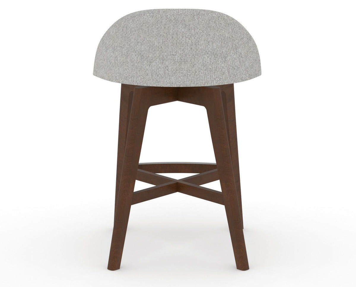 Canadel Downtown Swivel Counter or Bar Stool 8138 in 7C Fabric and 19 Cognac Washed, back view