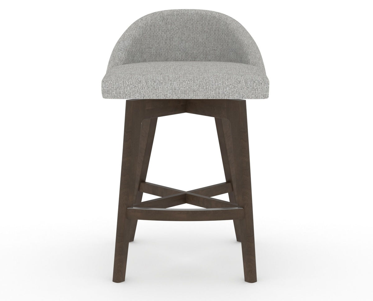 Canadel Downtown Swivel Counter or Bar Stool 8138 in 7C Fabric and 29 Hazelnut Washed, front view