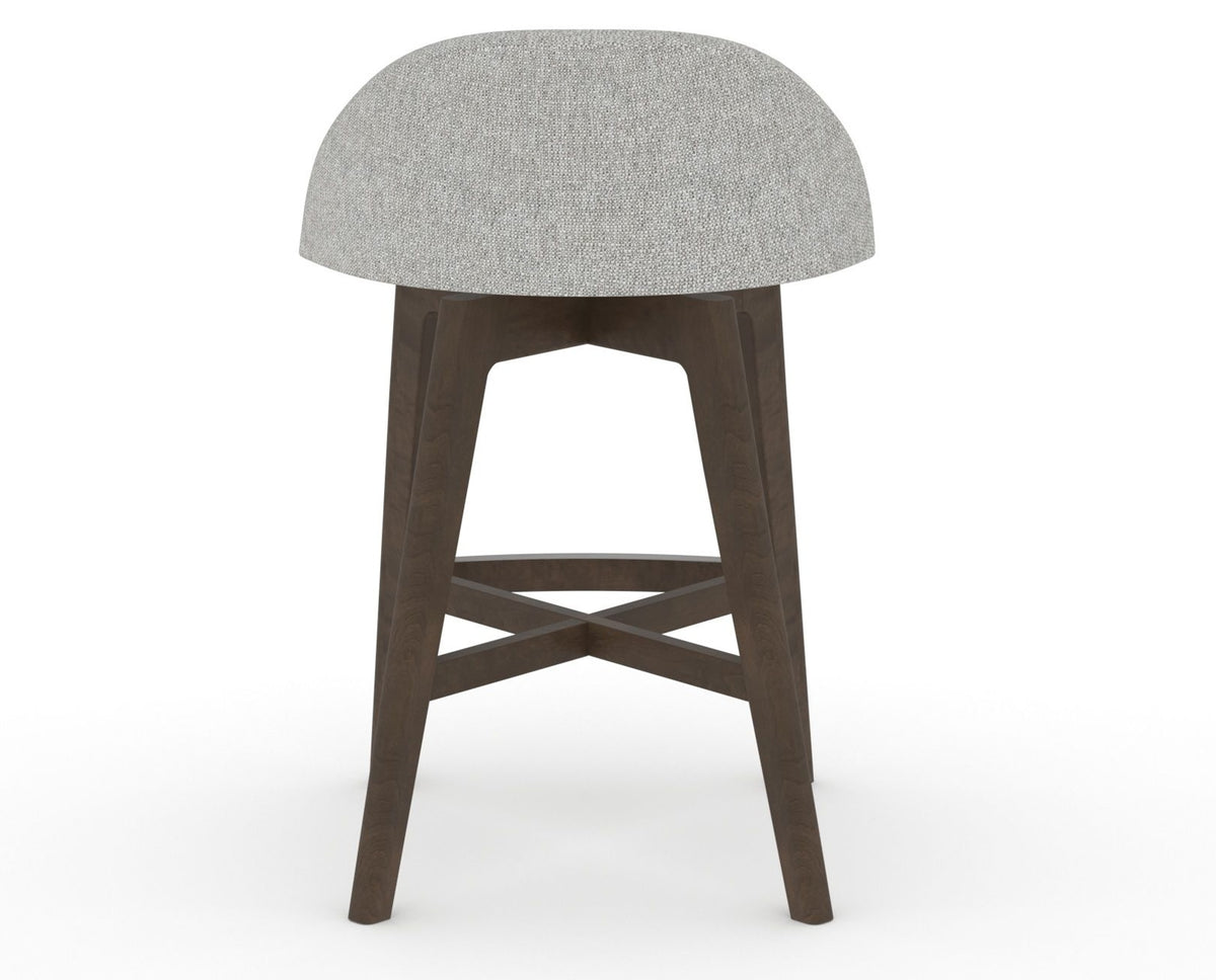 Canadel Downtown Swivel Counter or Bar Stool 8138 in 7C Fabric and 29 Hazelnut Washed, back view
